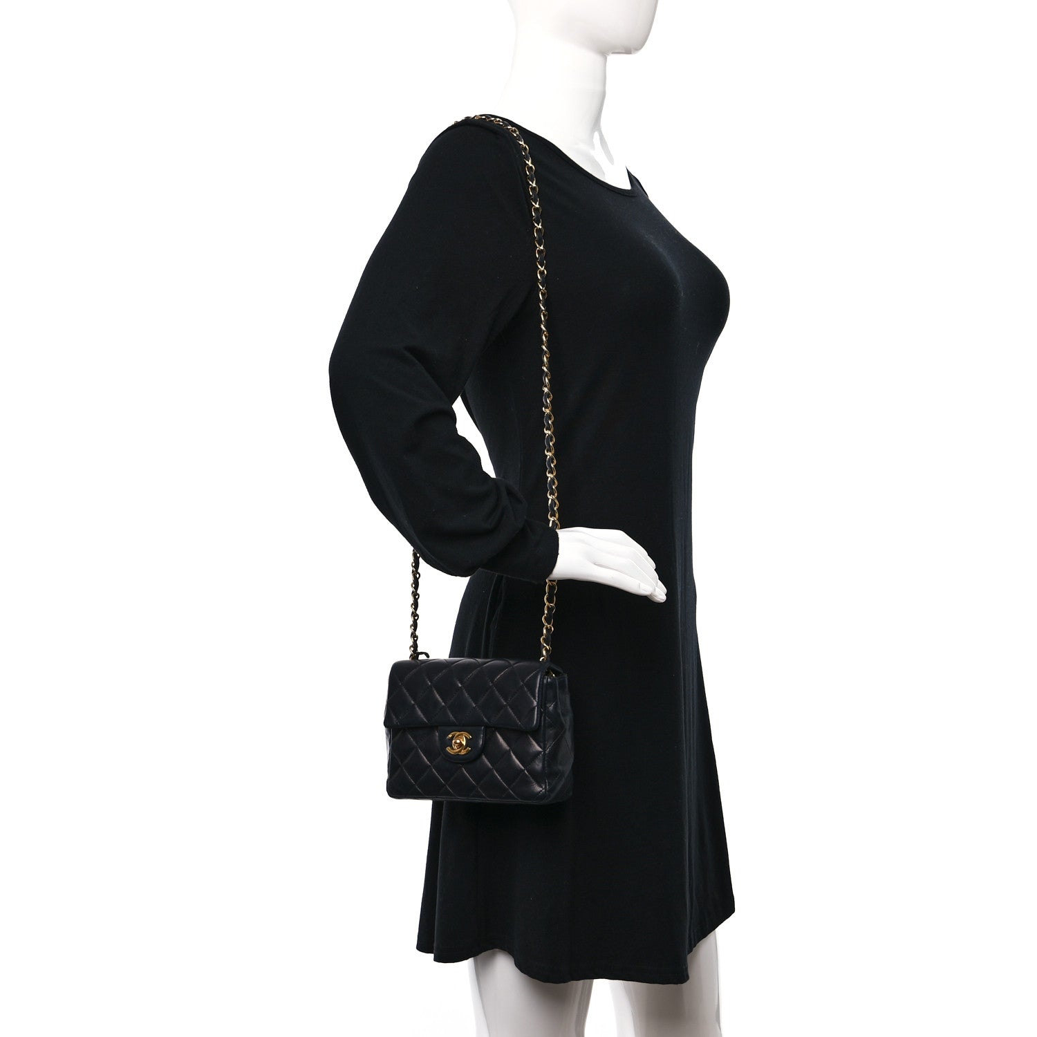 Chanel Lambskin Quilted Mini Square Flap Black 2 of 13