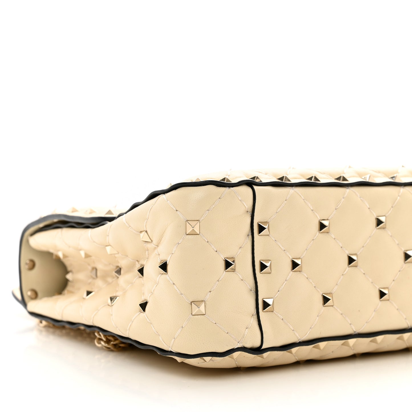Nappa Medium Rockstud Spike Shoulder Bag Light Ivory