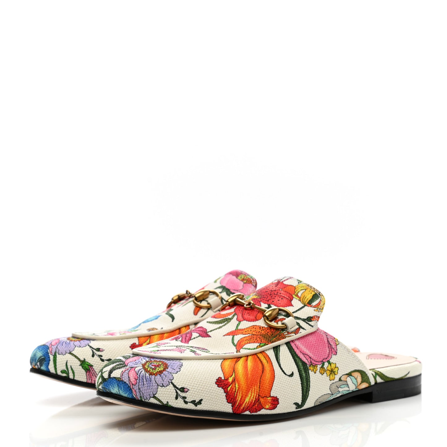 Canvas Flora Womens Princetown Slippers 37 White Multicolor