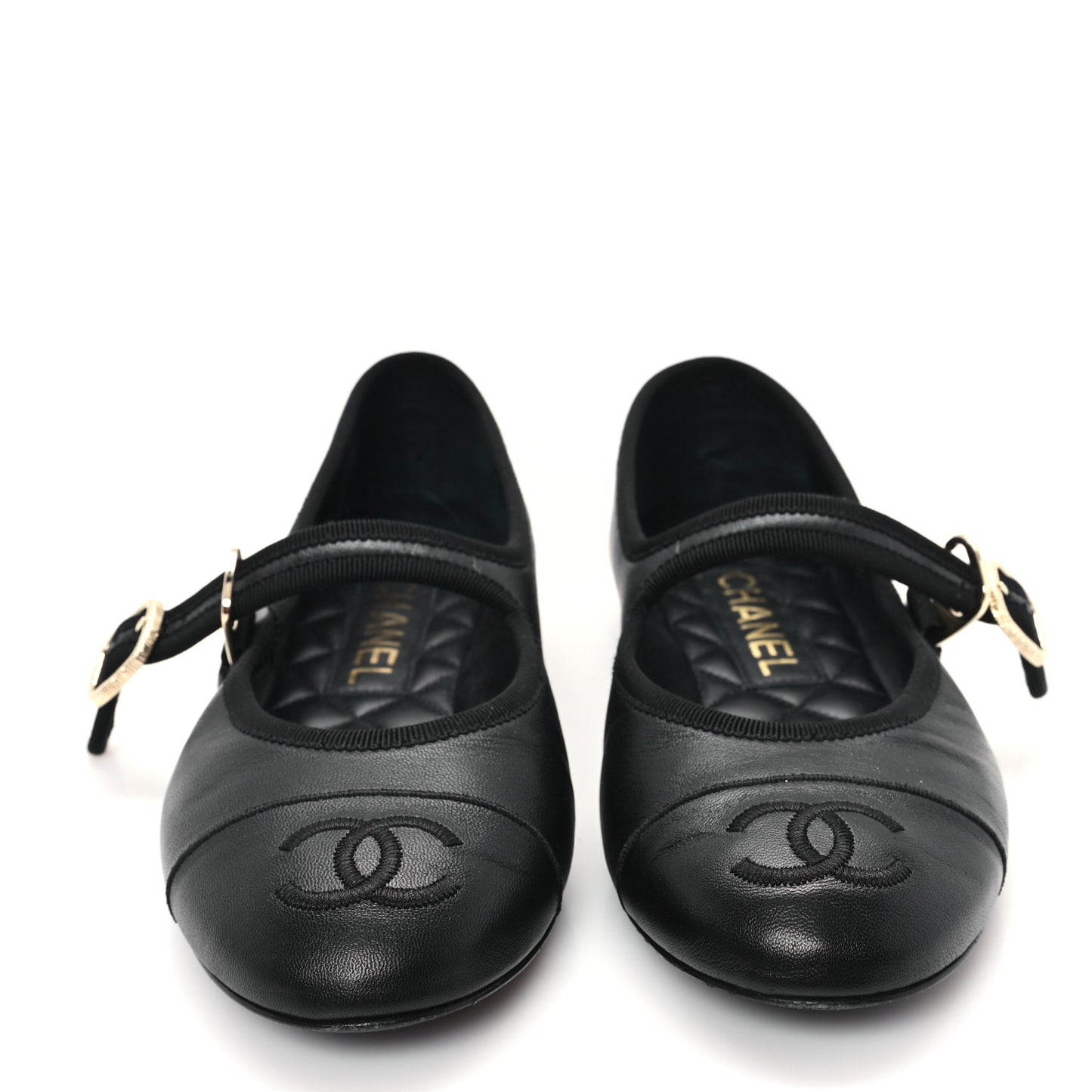 Lambskin Mary Jane Flats 35 Black