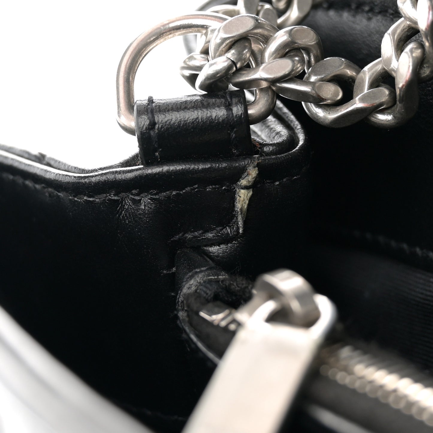 Calfskin Y Quilted Monogram Medium Loulou Chain Satchel Black