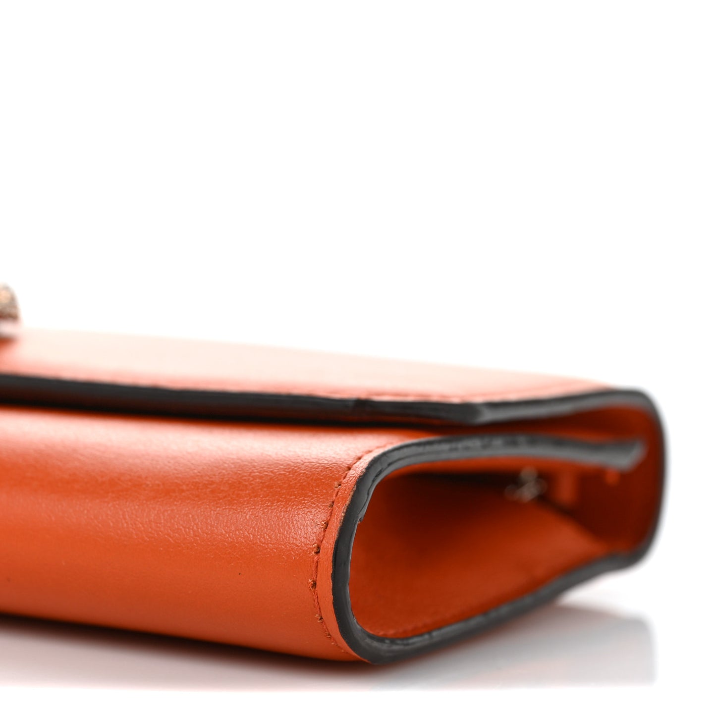 Calfskin Crystal Madeline Wallet On Chain Orange