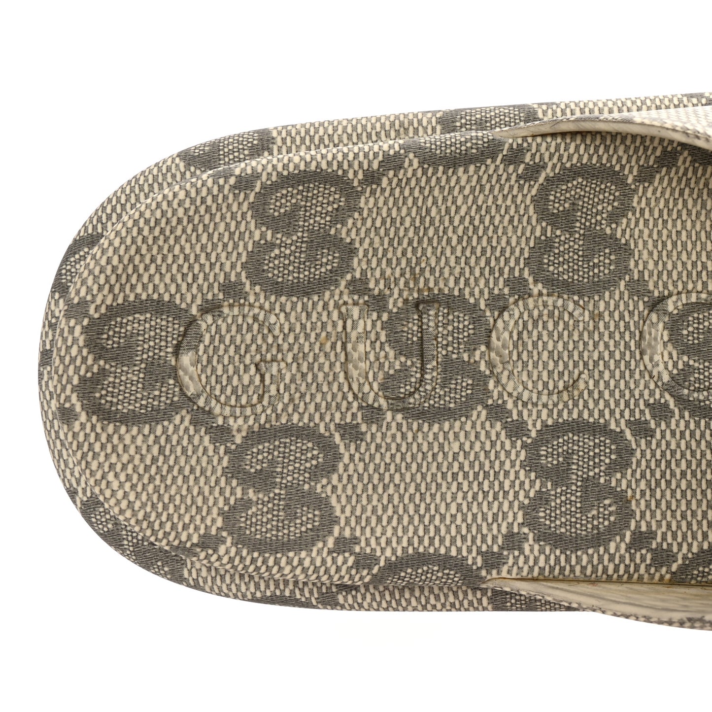 Cubic Rubber GG Monogram Womens Interlocking G Platform 42mm Slide Sandals 38 Beige Ebony