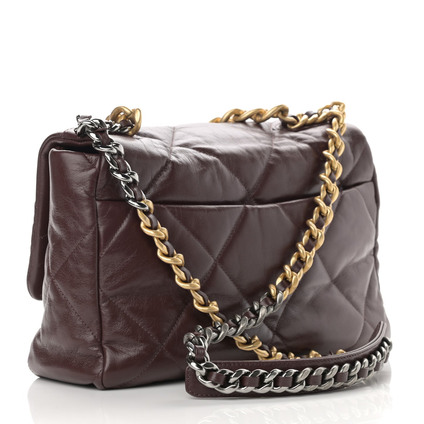 Lambskin Quilted Large Chanel 19 Flap Dark Brown