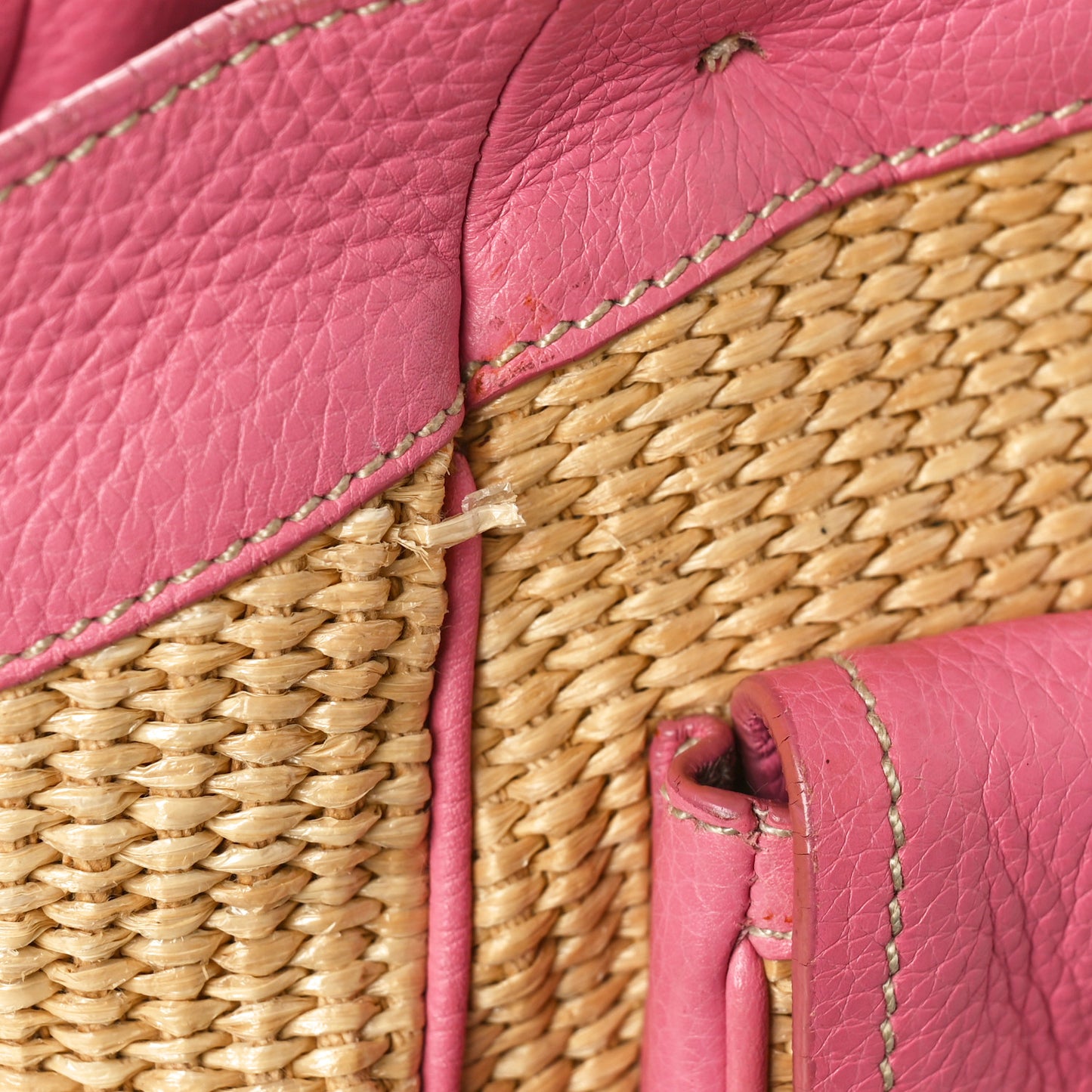 Straw Vitello Daino Shoulder Bag Naturale