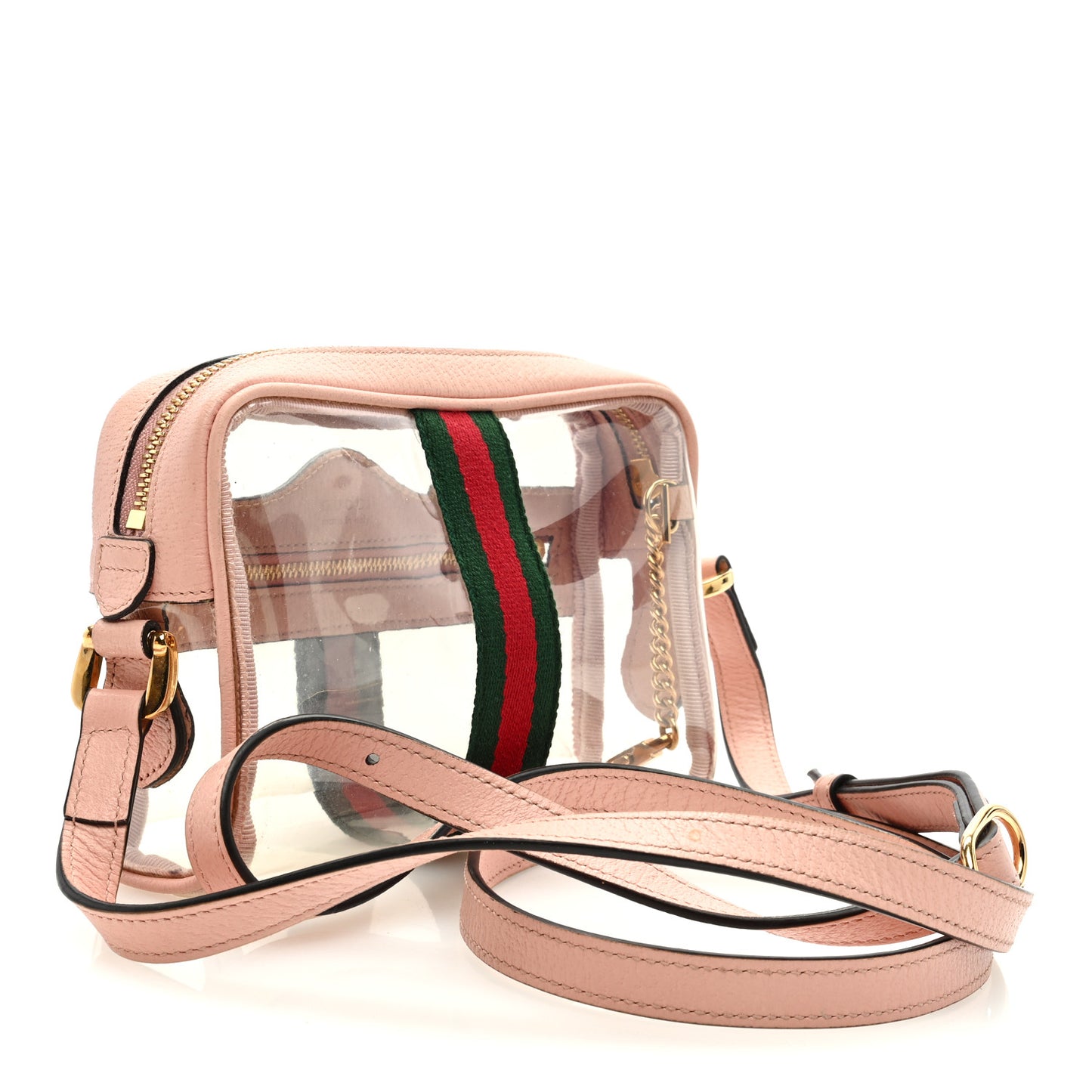 Vinyl Web Mini Ophidia Transparent Shoulder Bag Perfect Pink