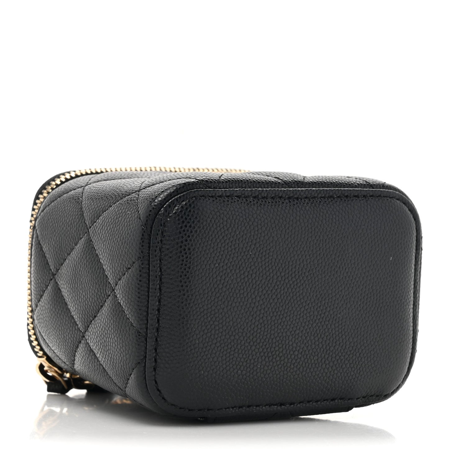 Caviar Quilted Mini Vanity Case With Chain Black