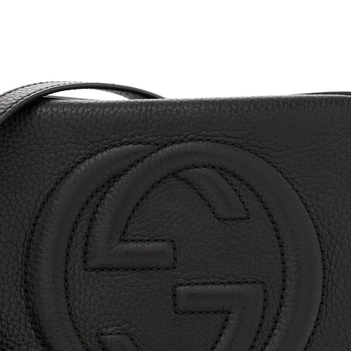 Pebbled Calfskin Small Soho Disco Bag Black