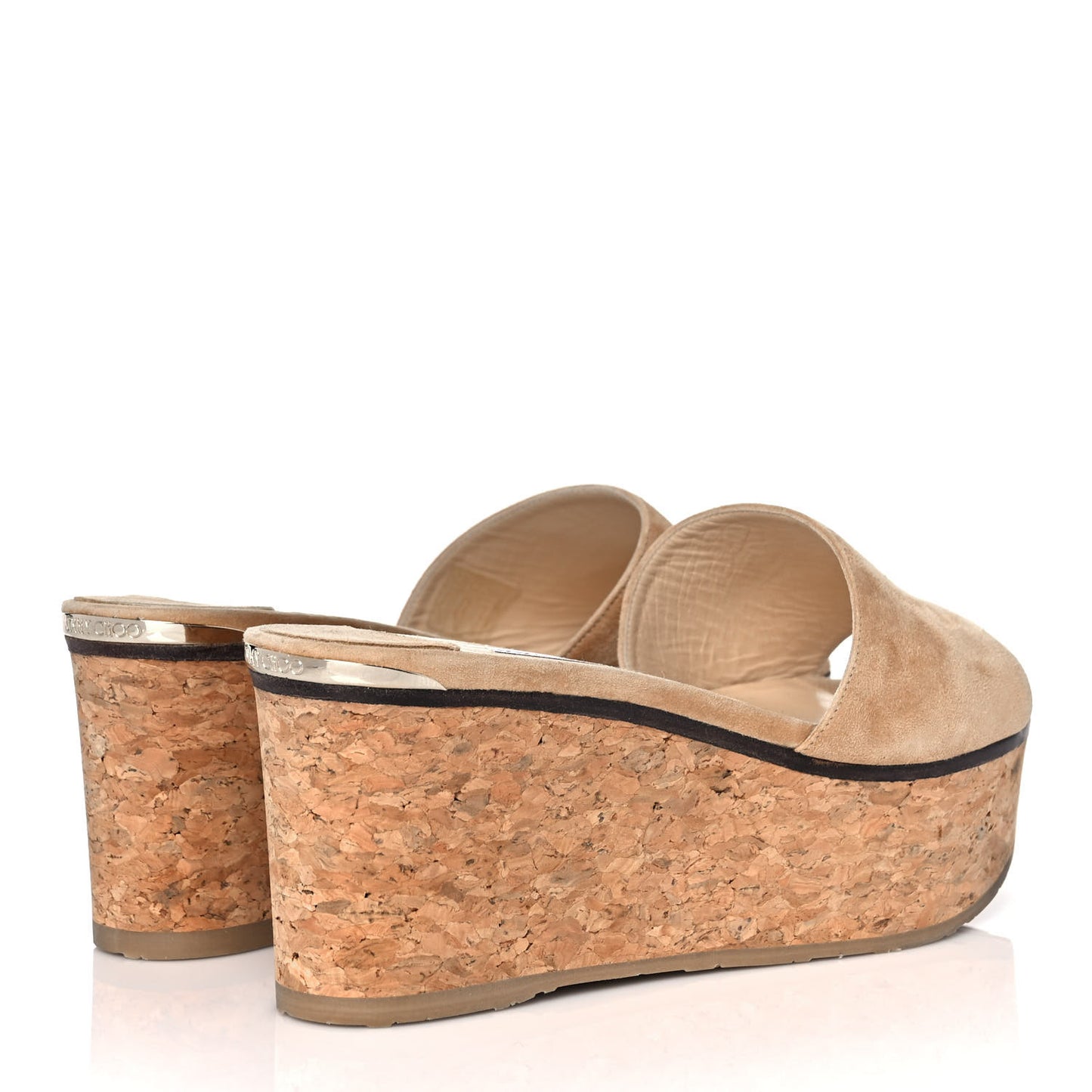 Suede Cork DeeDee Platform Wedge Slide Sandals 37.5 Camel