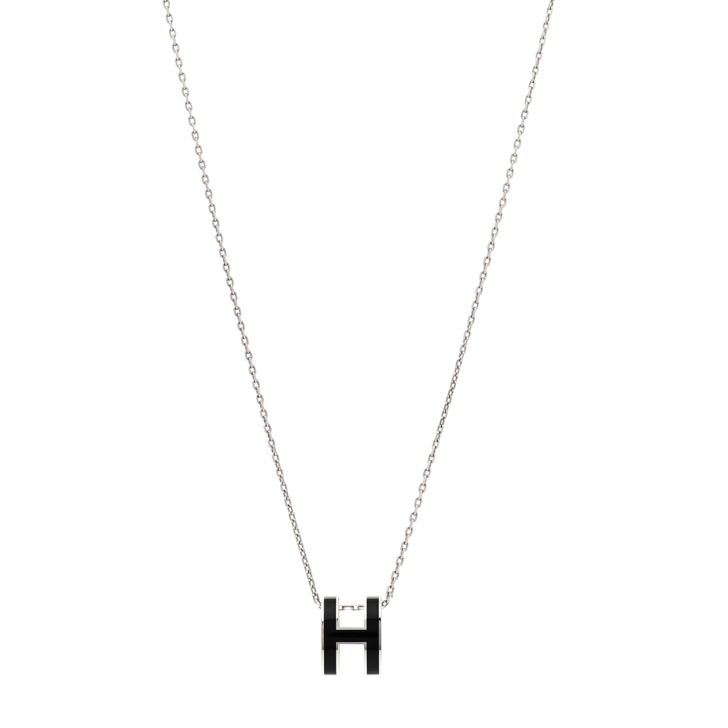 Lacquered Palladium Pop H Pendant Necklace Black