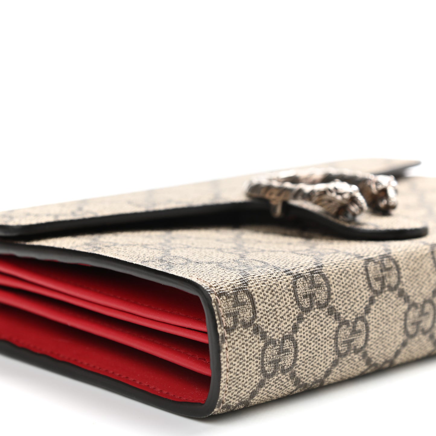 GG Supreme Monogram Mini Dionysus Chain Wallet Beige Vulcanic Red
