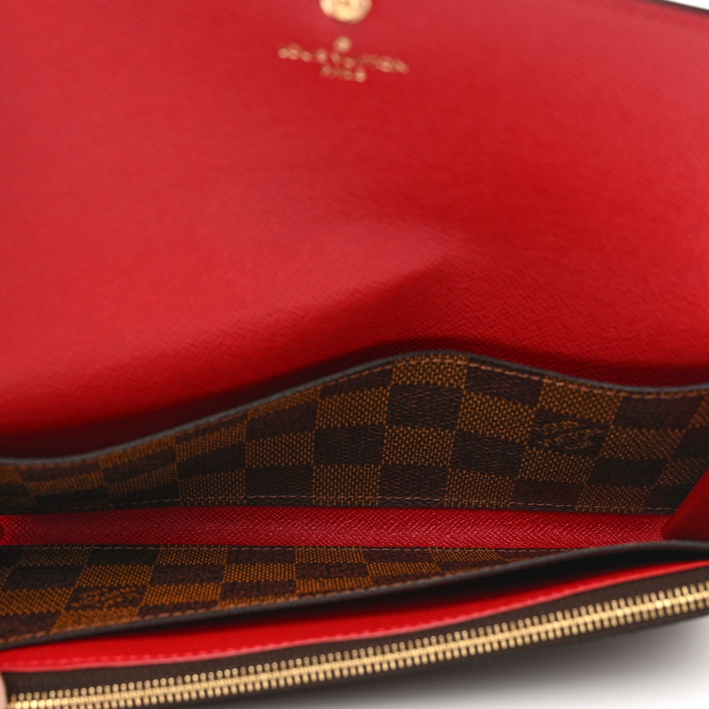 Damier Ebene Emilie Wallet Red