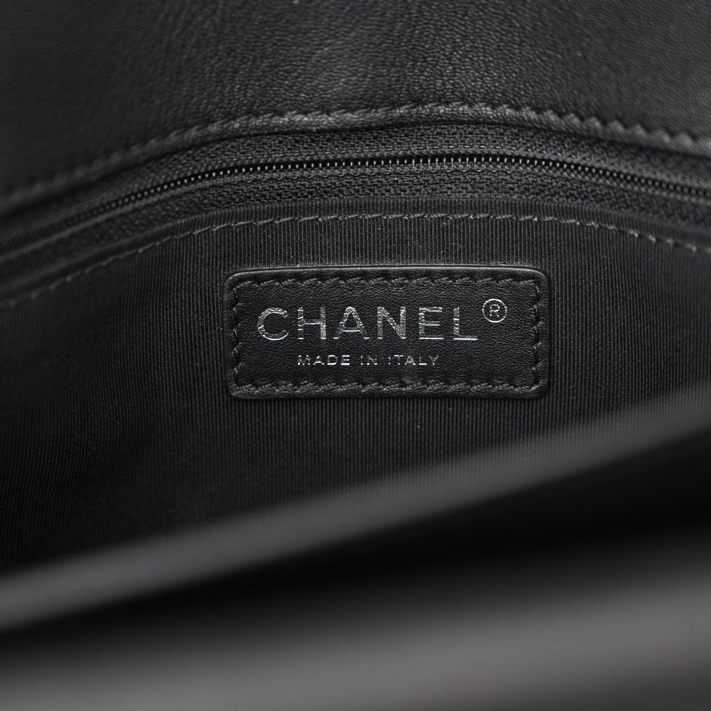 Lambskin Quilted Large Natural CC Flap Black