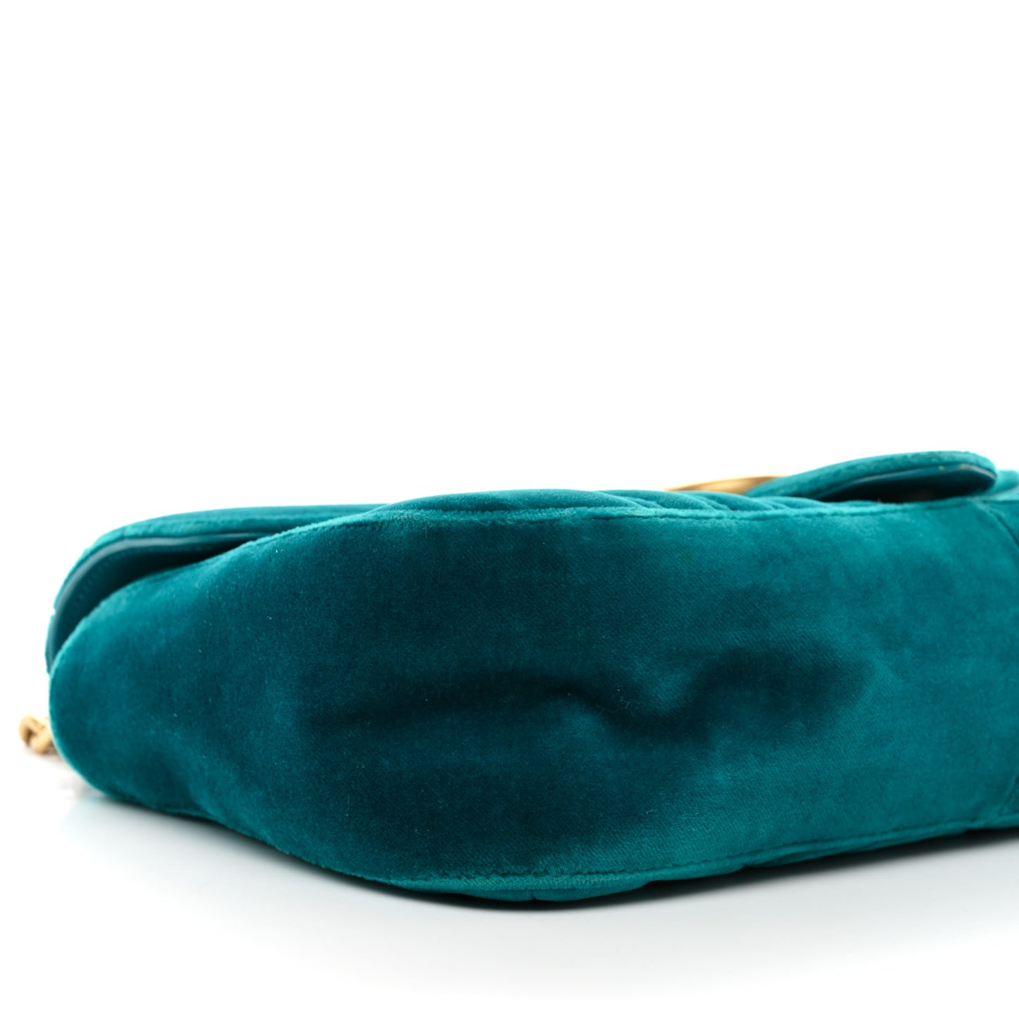 Velvet Matelasse Small GG Marmont Shoulder Bag Pavone Cyan