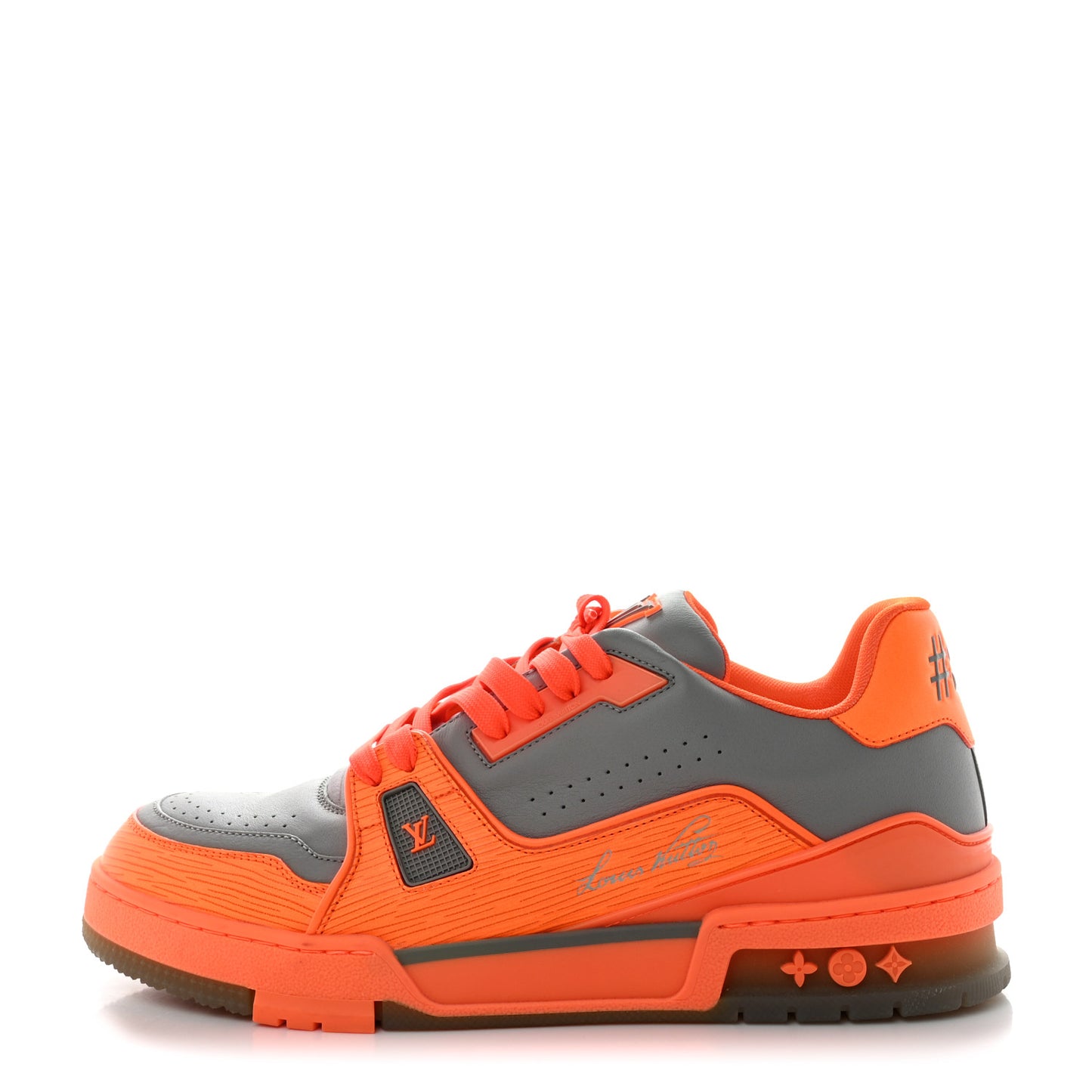 Calfskin Monogram Mens LV Trainer Sneakers 8 Orange