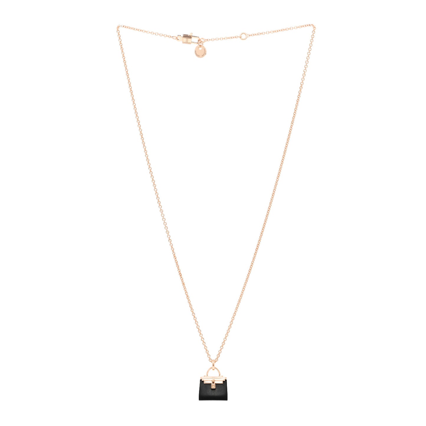18K Rose Gold Black Jade Kelly Amulettes Pendant Necklace