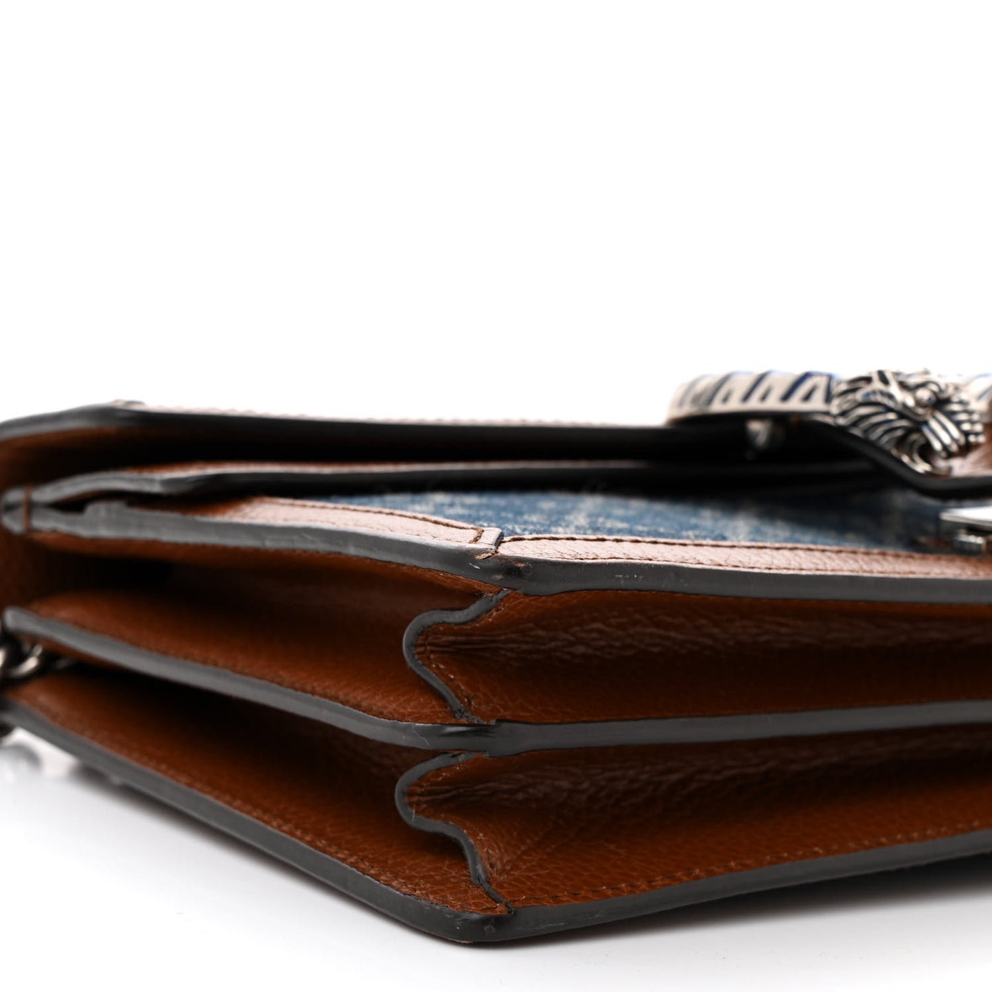 New Denim GG Monogram Dollar Calfskin Enamel Small Dionysus Shoulder Bag Blue Tea Cuir Epilog Electric Blue