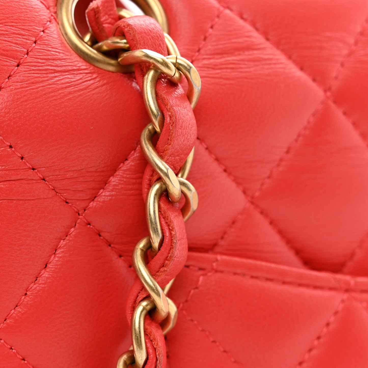 Lambskin Quilted Mini Rectangular Flap Red