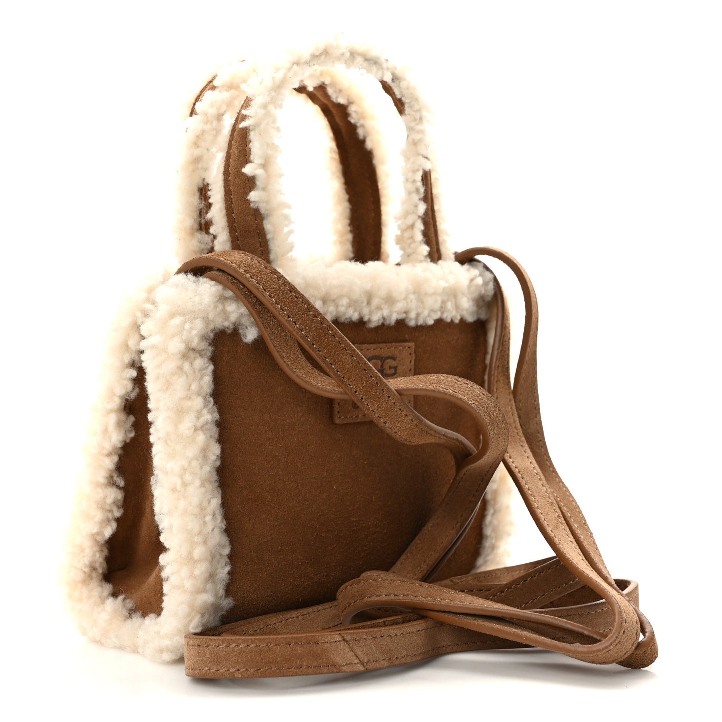 X UGG Suede shearling Small Shopping Bag Chestnut