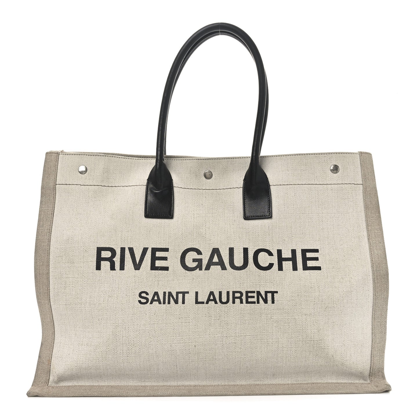 Linen Calfskin Rive Gauche Tote Greggio Natural