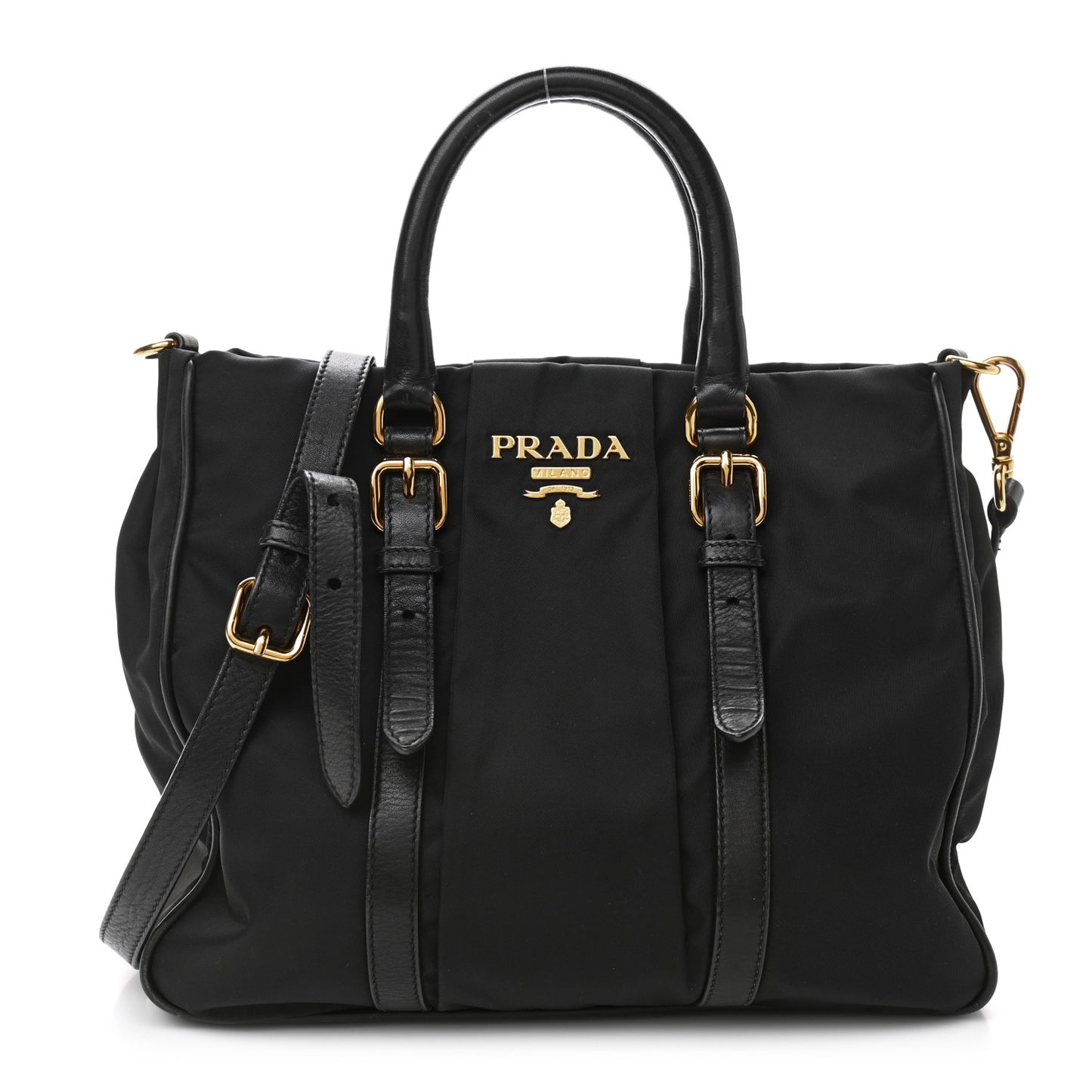Tessuto Nylon Soft Calfskin Tote Black