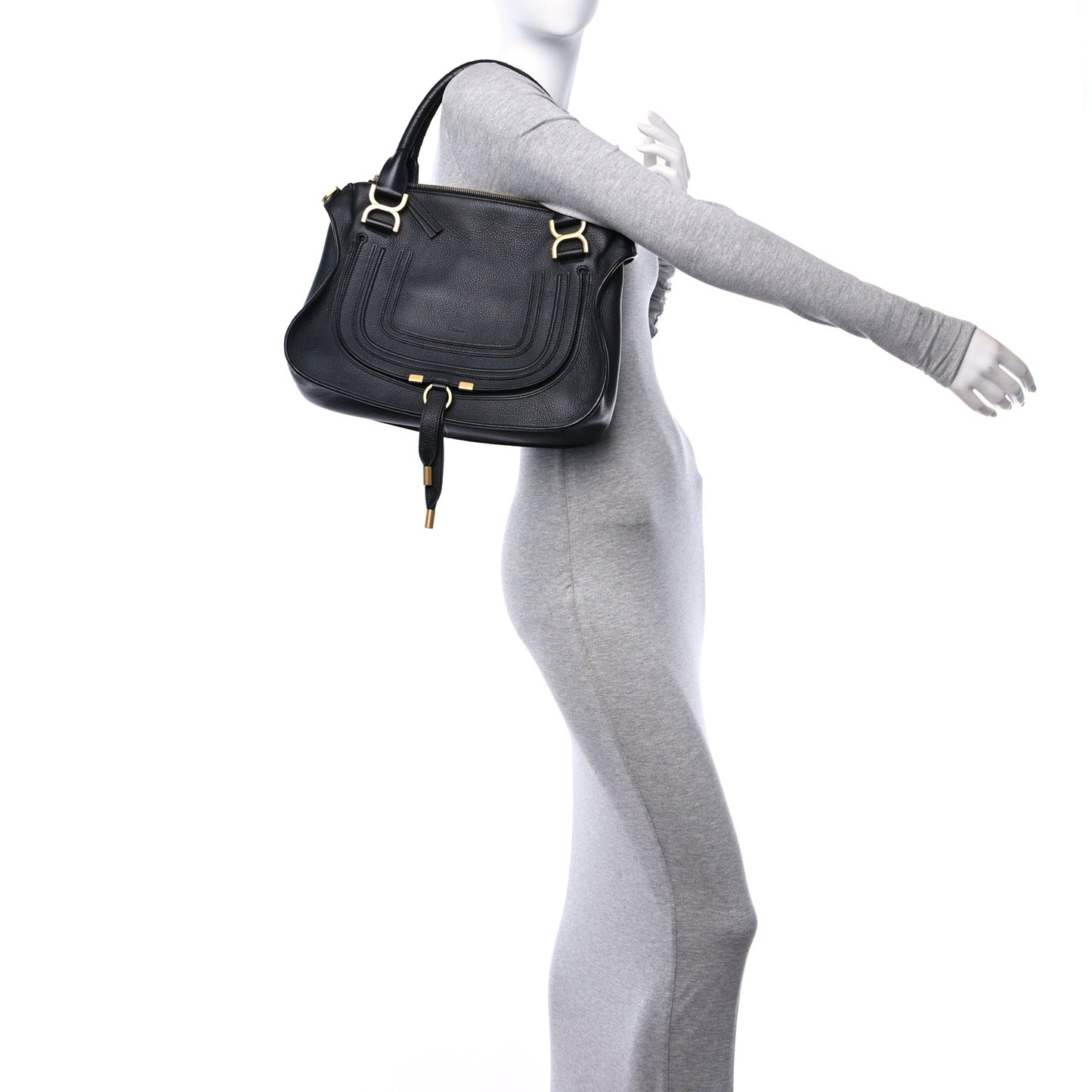 Calfskin Medium Marcie Satchel Black