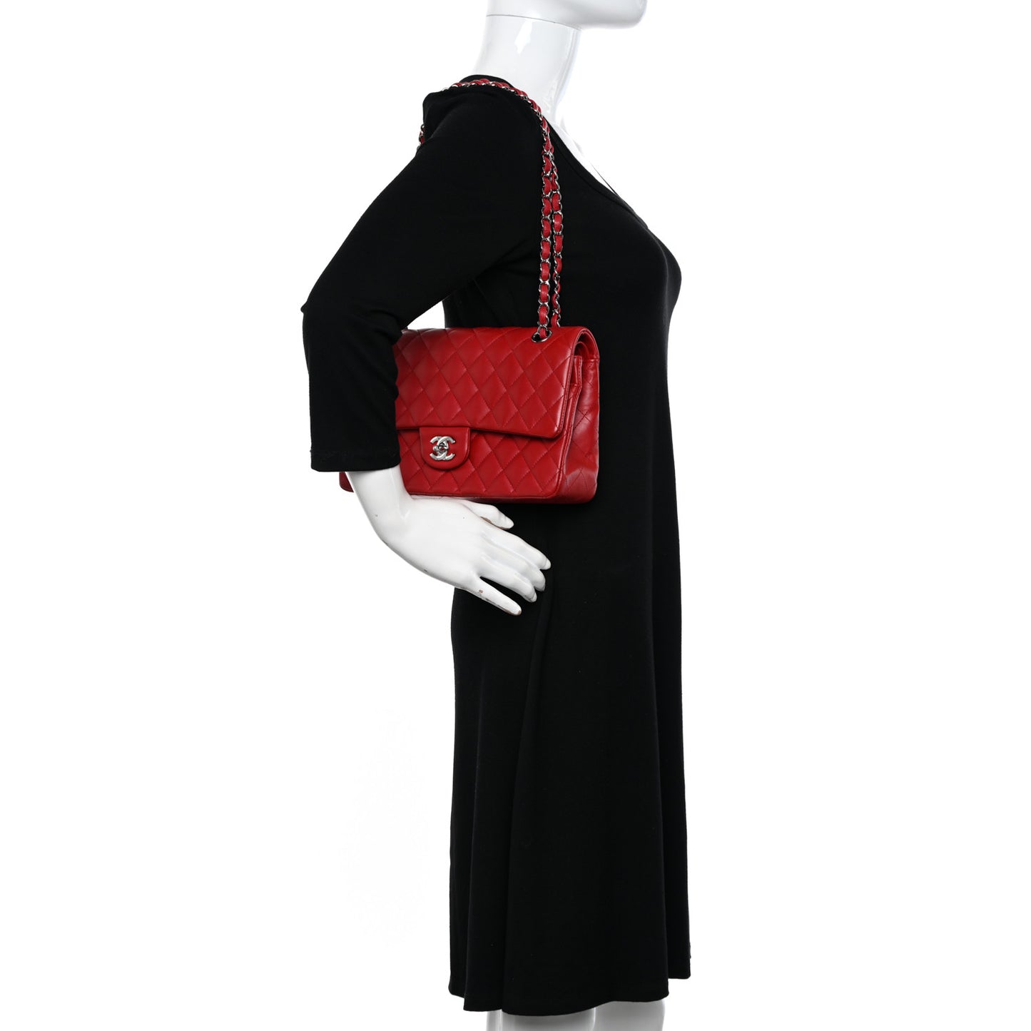 Lambskin Quilted Medium Double Flap Red