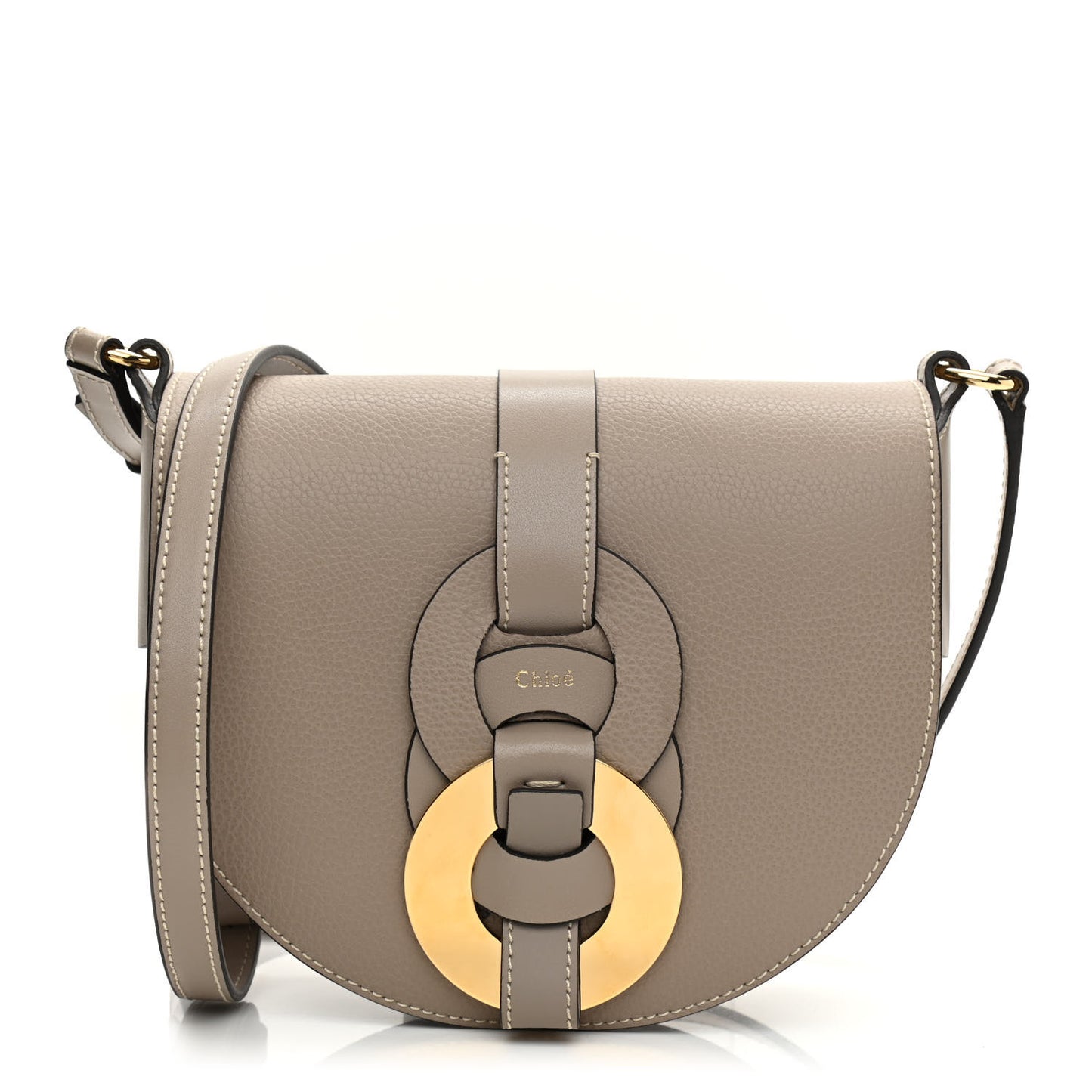 Grained Calfskin Small Darryl Saddle Crossbody Bag Motty Grey