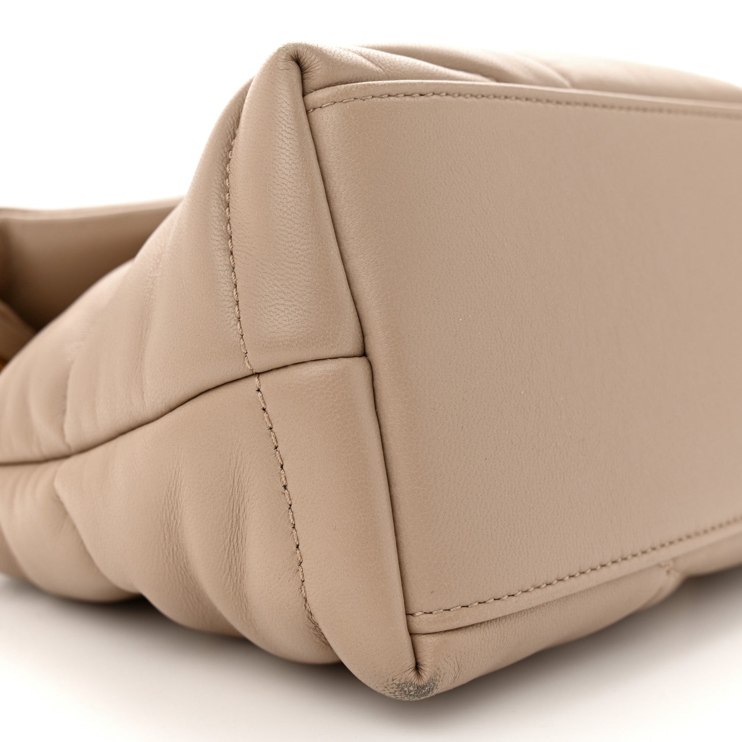 Saint Laurent Lambskin Quilted Small Loulou Puffer Monogram Chain Satchel Dark Beige 9 of 13