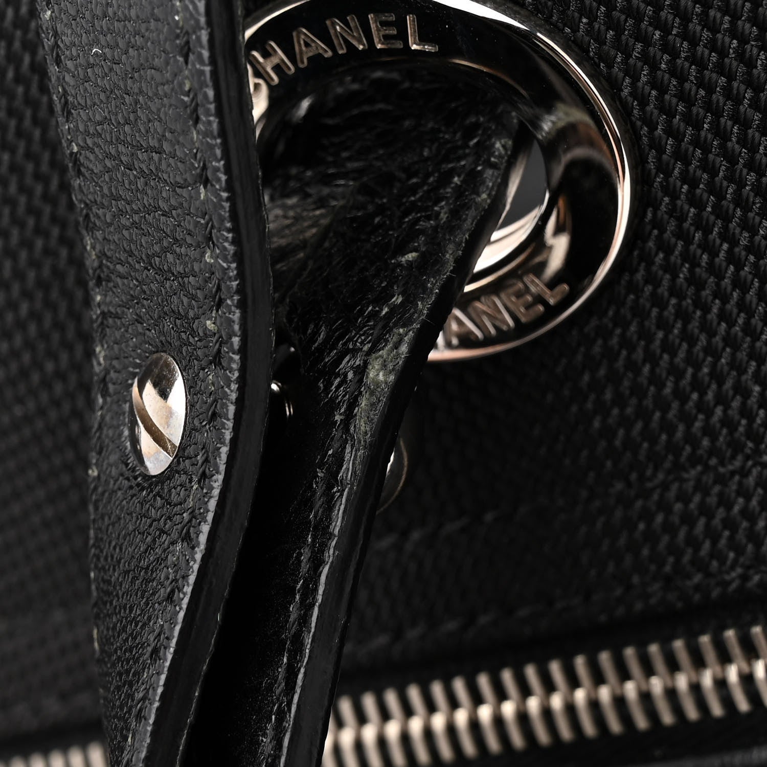 Chanel Coated Canvas Quilted Large Paris Biarritz Tote Black 15 of 16