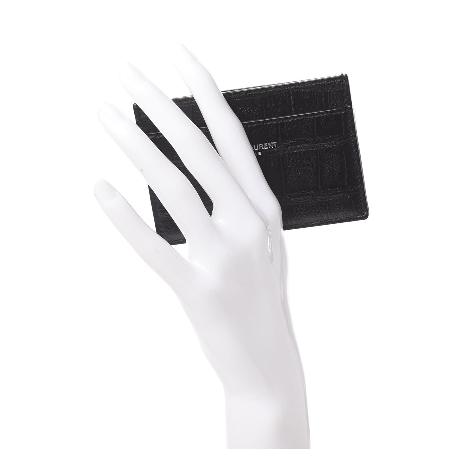 Calfskin Crocodile Embossed Card Case Black