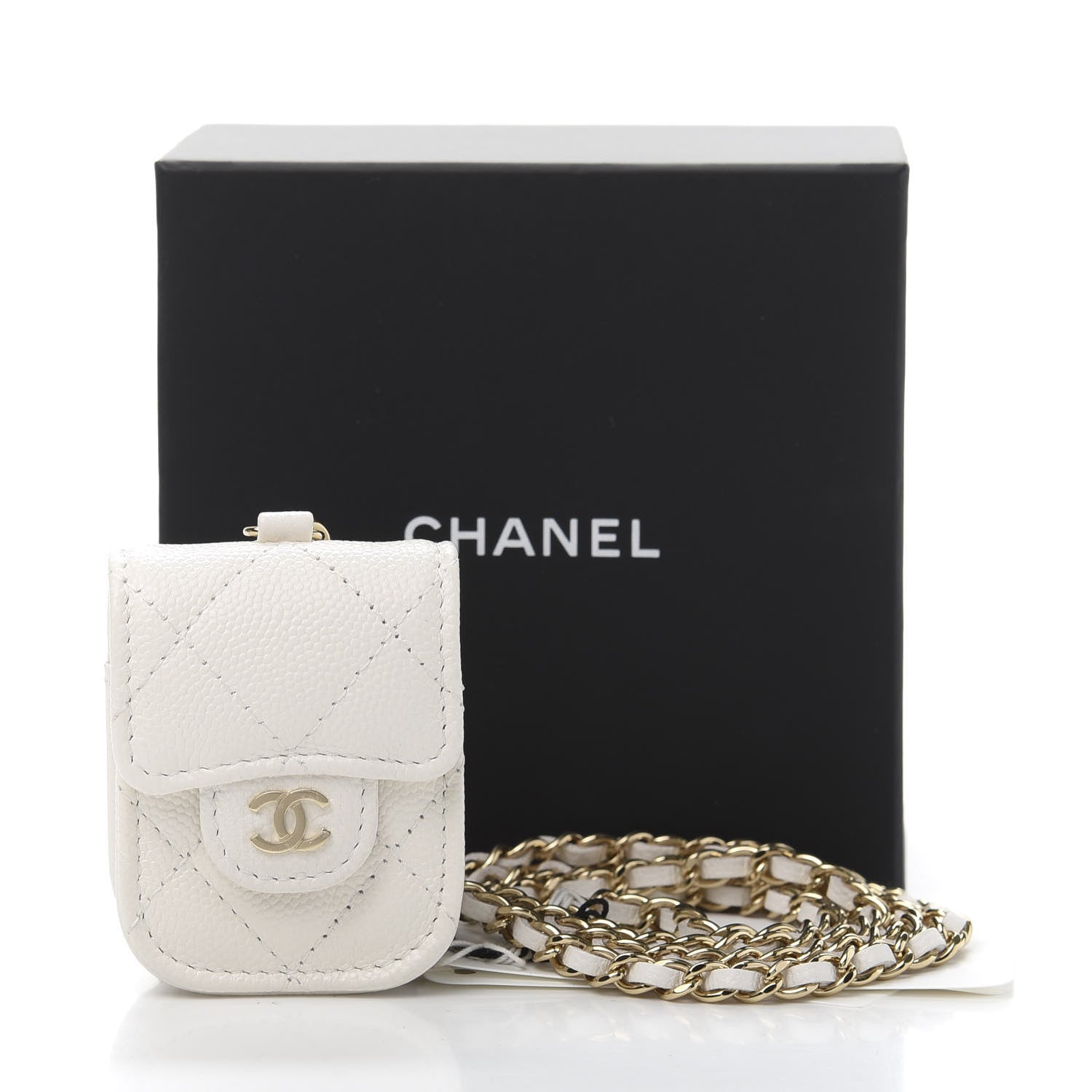 Chanel Caviar Quilted Airpods Case White 10 of 10