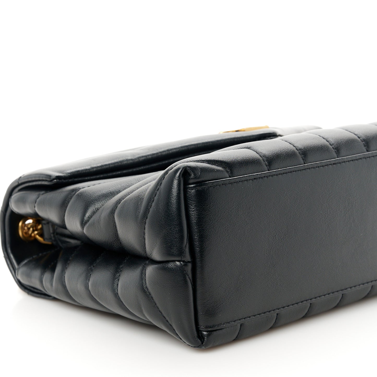 Calfskin Y Quilted Monogram Small Loulou Chain Satchel Black