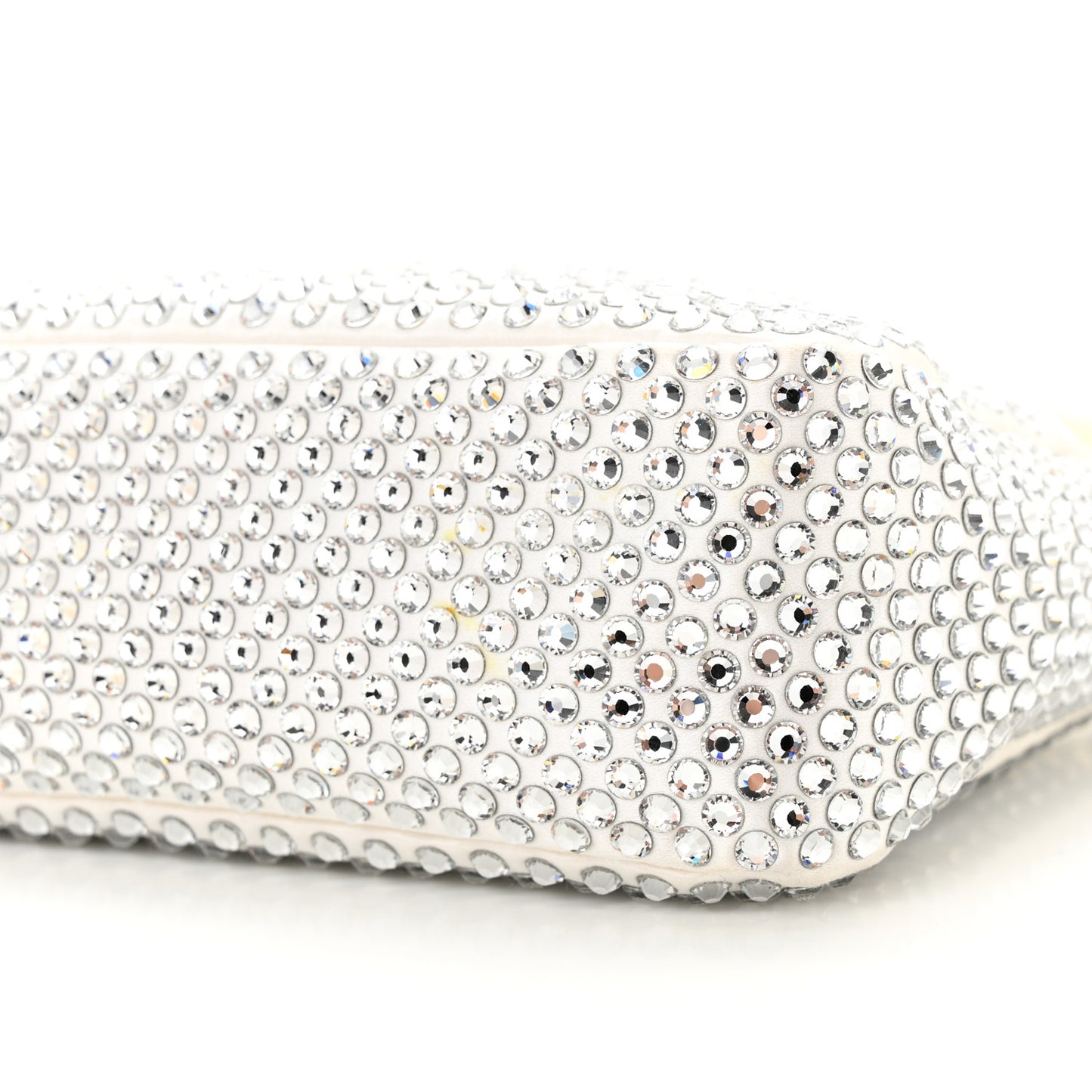 Satin Crystal Mini Re-Edition 2000 Bag White