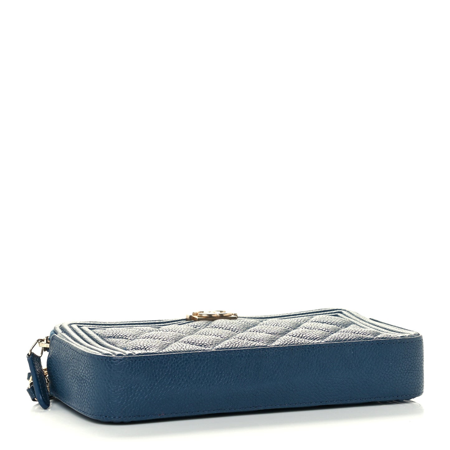 Caviar Quilted Small Boy Clutch With Chain Blue