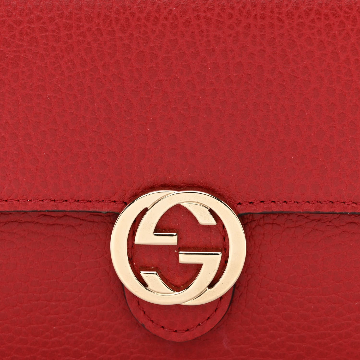 Gucci Dollar Calfskin Interlocking G Chain Wallet Red 9 of 12