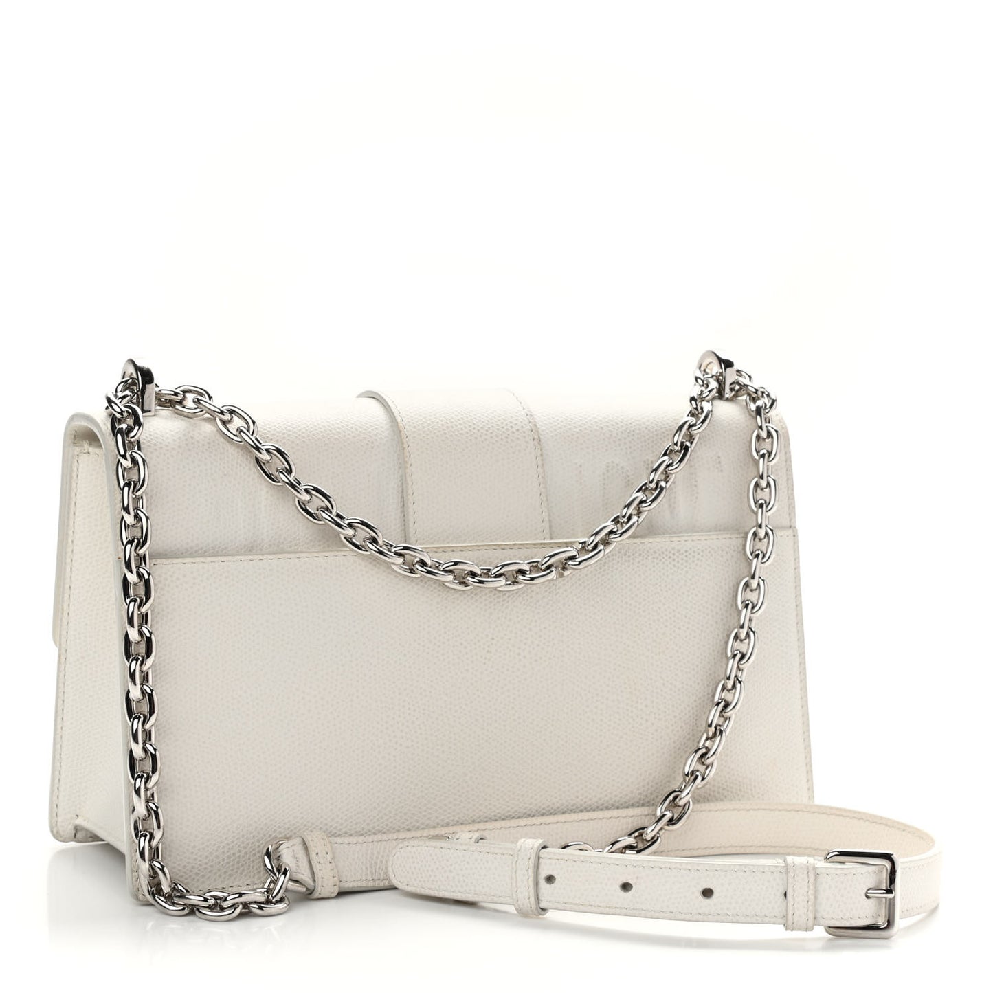 Grained Calfskin 30 Montaigne Chain Flap Bag White