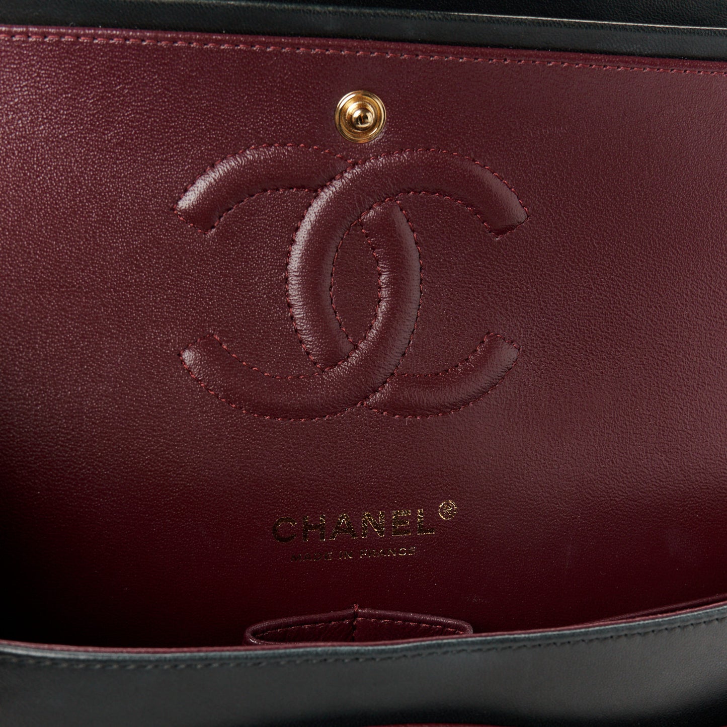 Lambskin Quilted Medium Double Flap Black