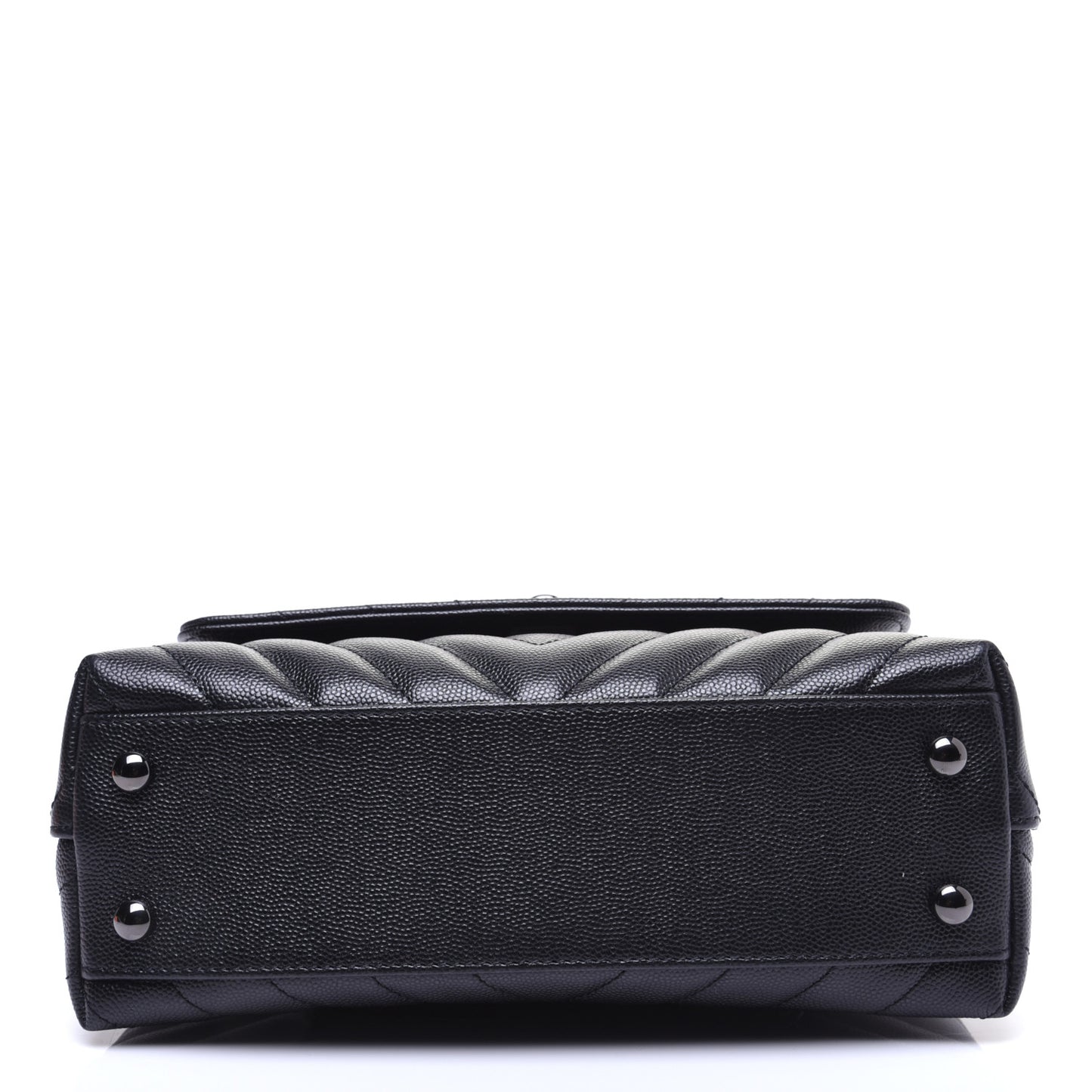 Caviar Chevron Quilted Mini Coco Handle Flap So Black
