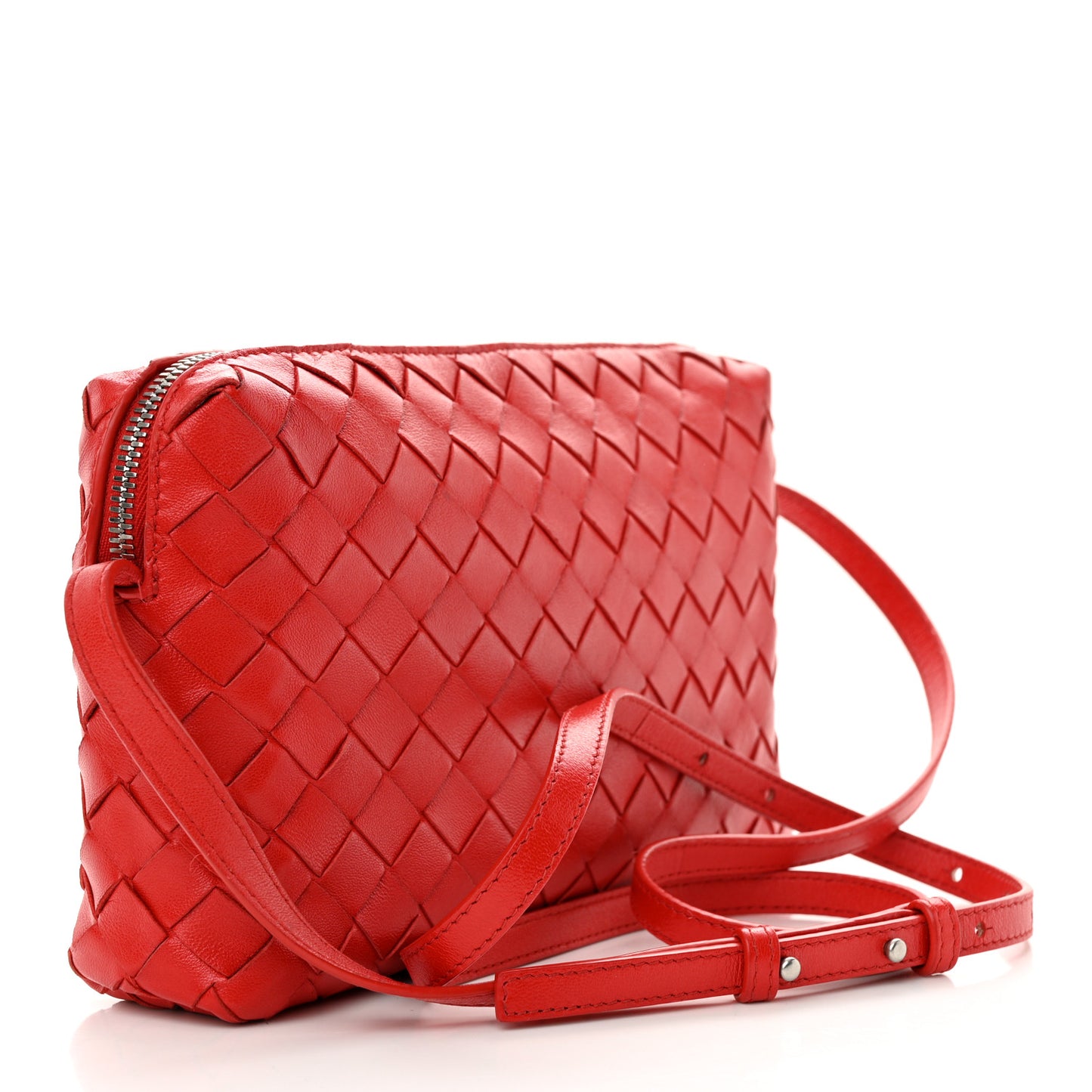 Nappa Intrecciato Small Camera Bag Red
