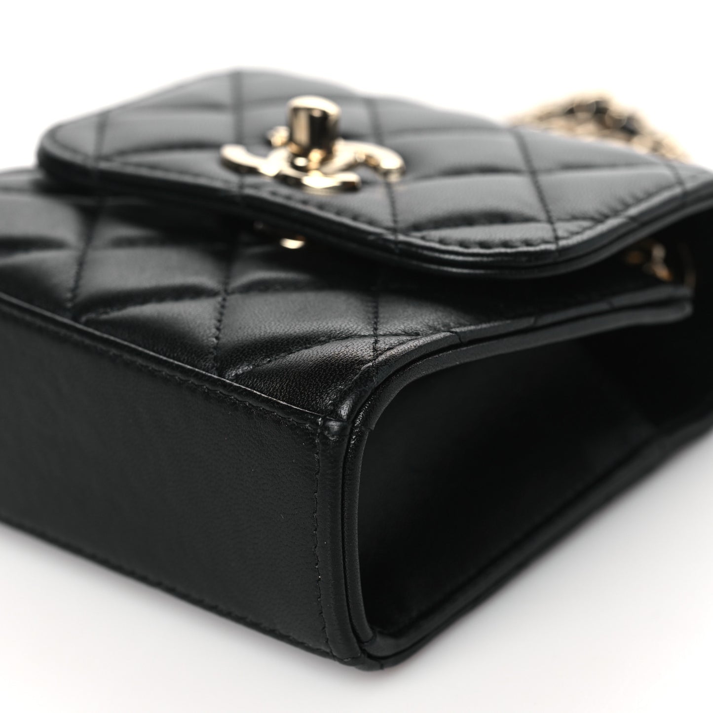 Lambskin Quilted Mini Trendy CC Chain Wallet Black
