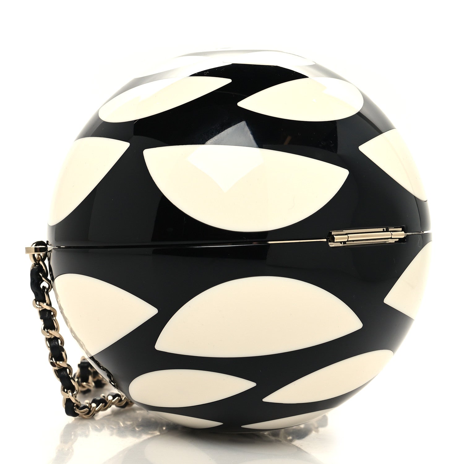 Chanel Resin Plexi CC Round Camellia Minaudiere Clutch Black White 4 of 12
