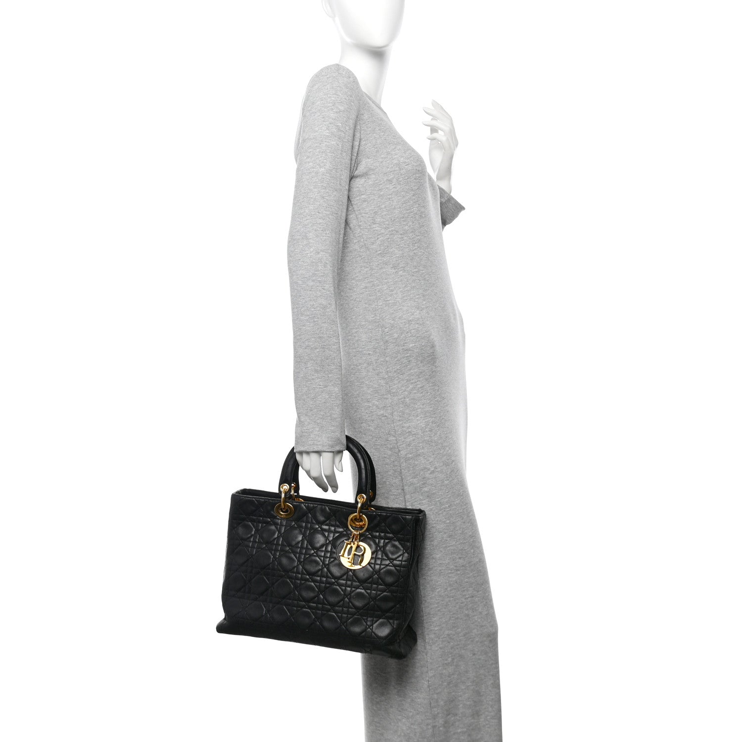 Christian Dior Lambskin Cannage Large Lady Dior Black 2 of 22