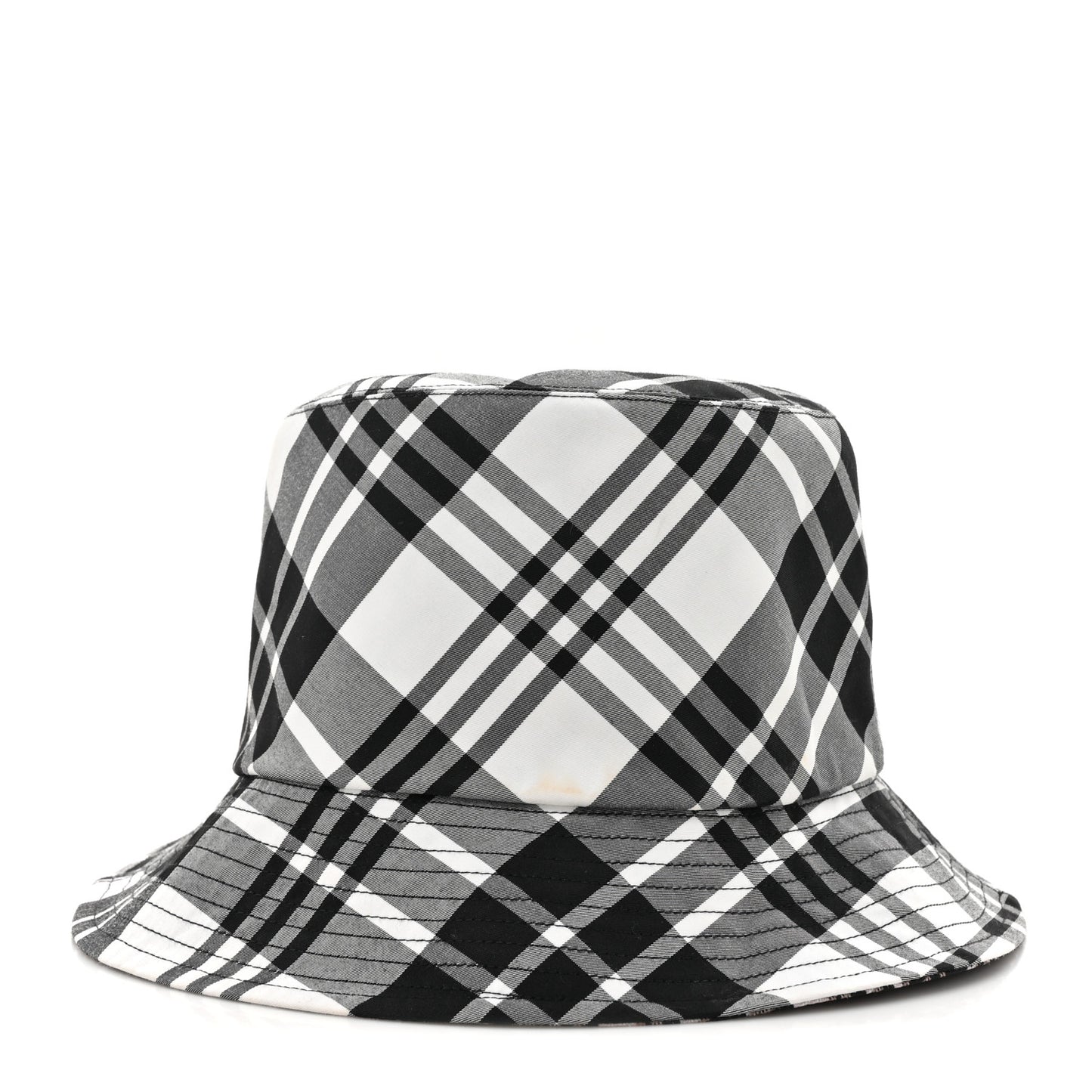 Oblique Plaid Reversible Teddy-D Brim Bucket Hat Black White