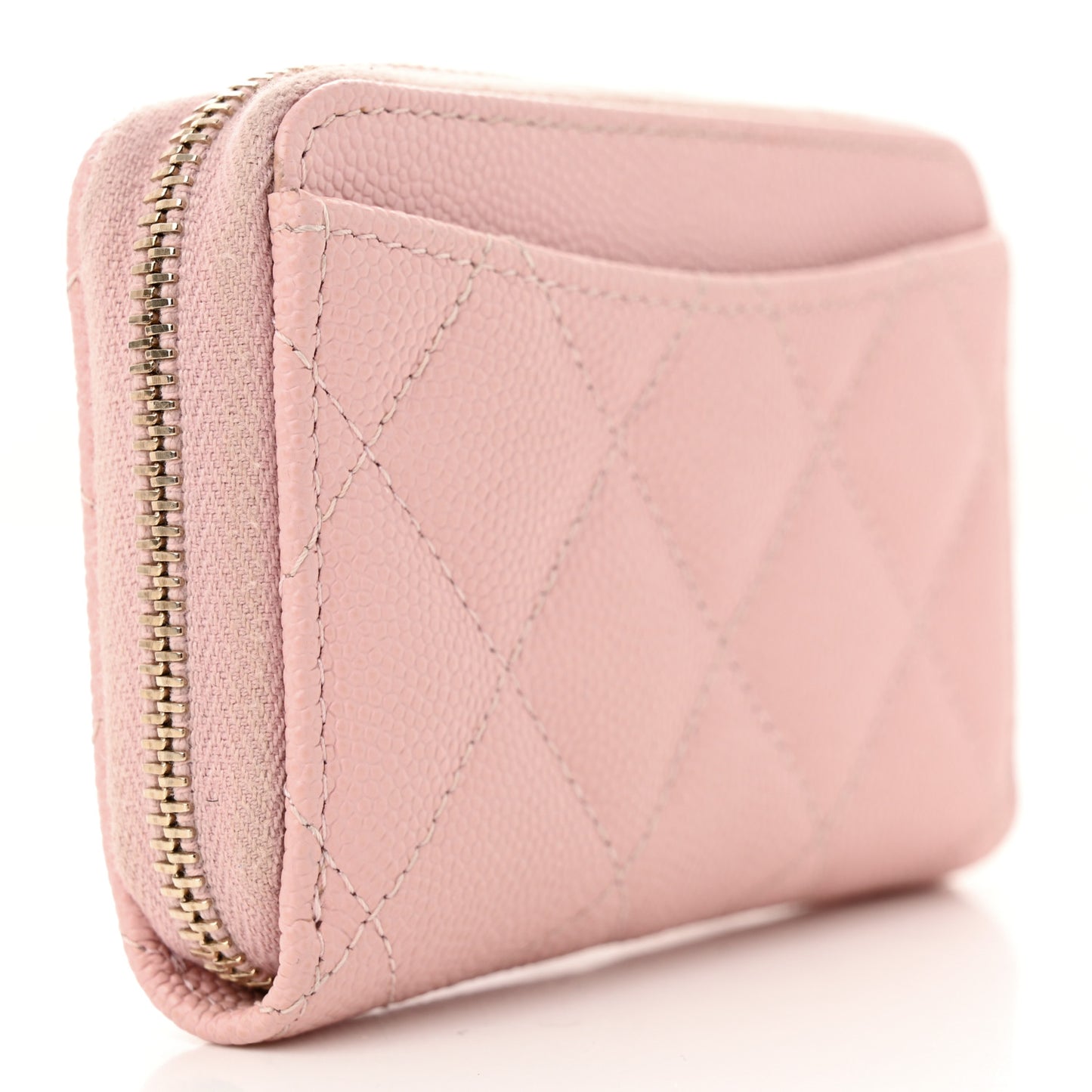 Caviar Quilted Zip Coin Purse Light Pink