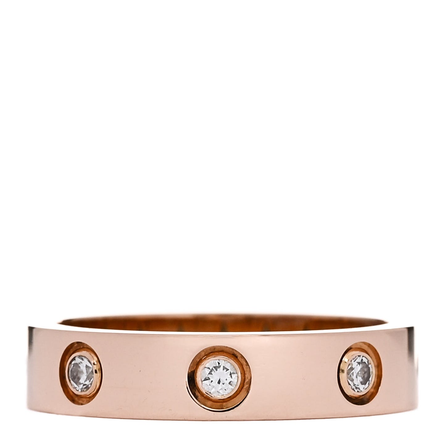 18K Pink Gold 8 Diamond 4mm LOVE Wedding Band Ring 48 4.5
