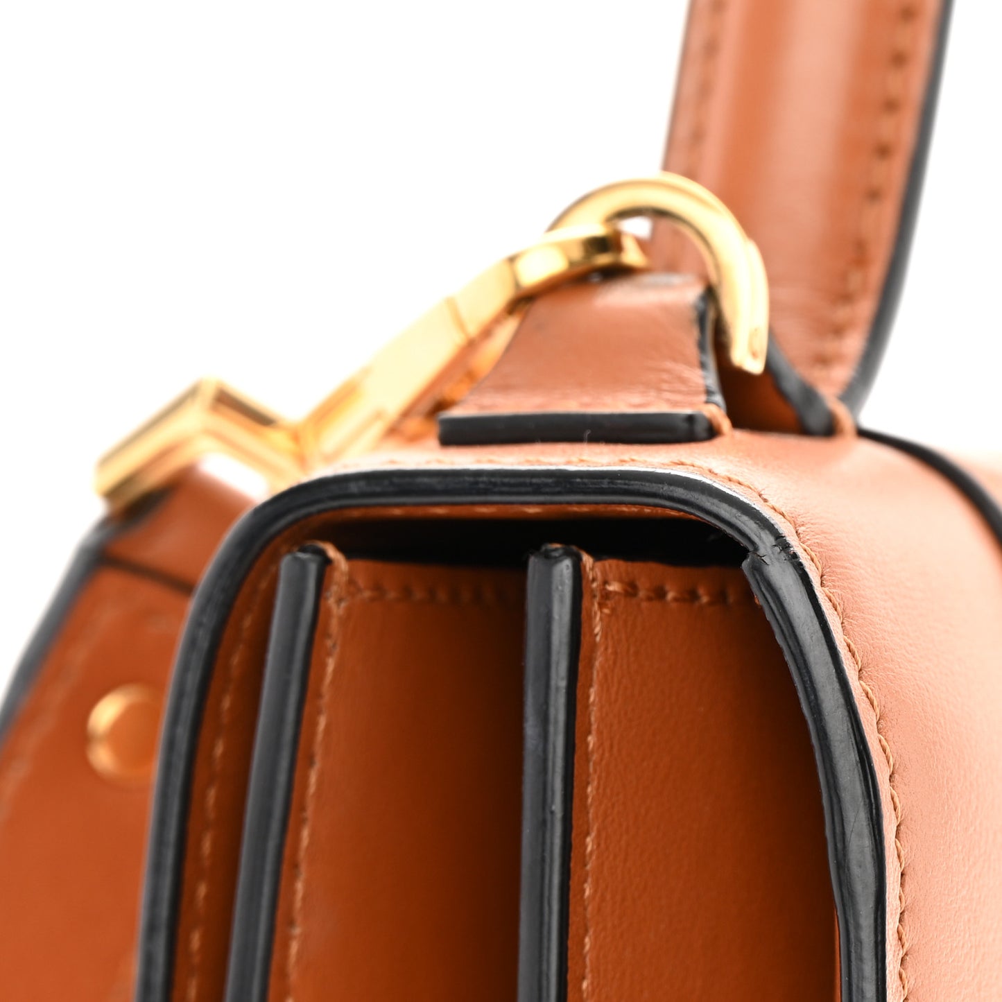 Vitello Barocco Virtus V Small Top Handle Shoulder Bag Brown