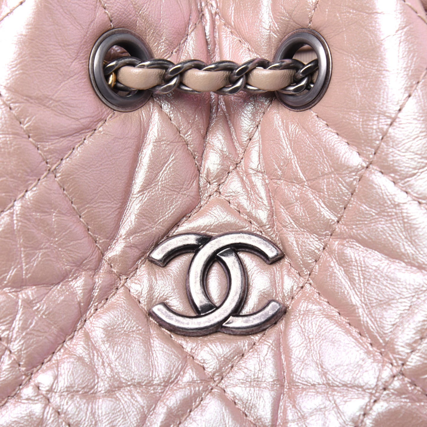 Iridescent Lambskin Calfskin Small Quilted Gabrielle Backpack Light Pink