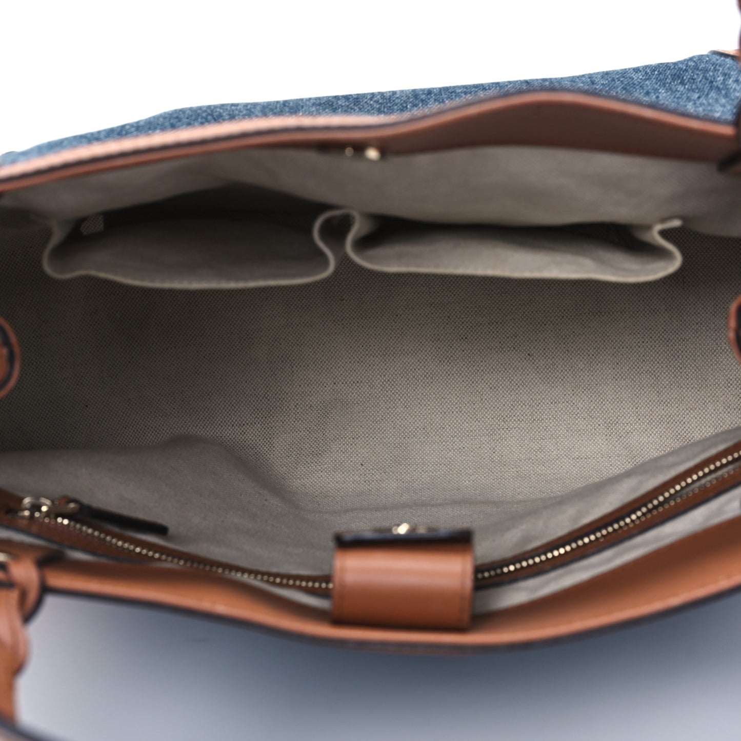 Denim Calfskin Tote Brown