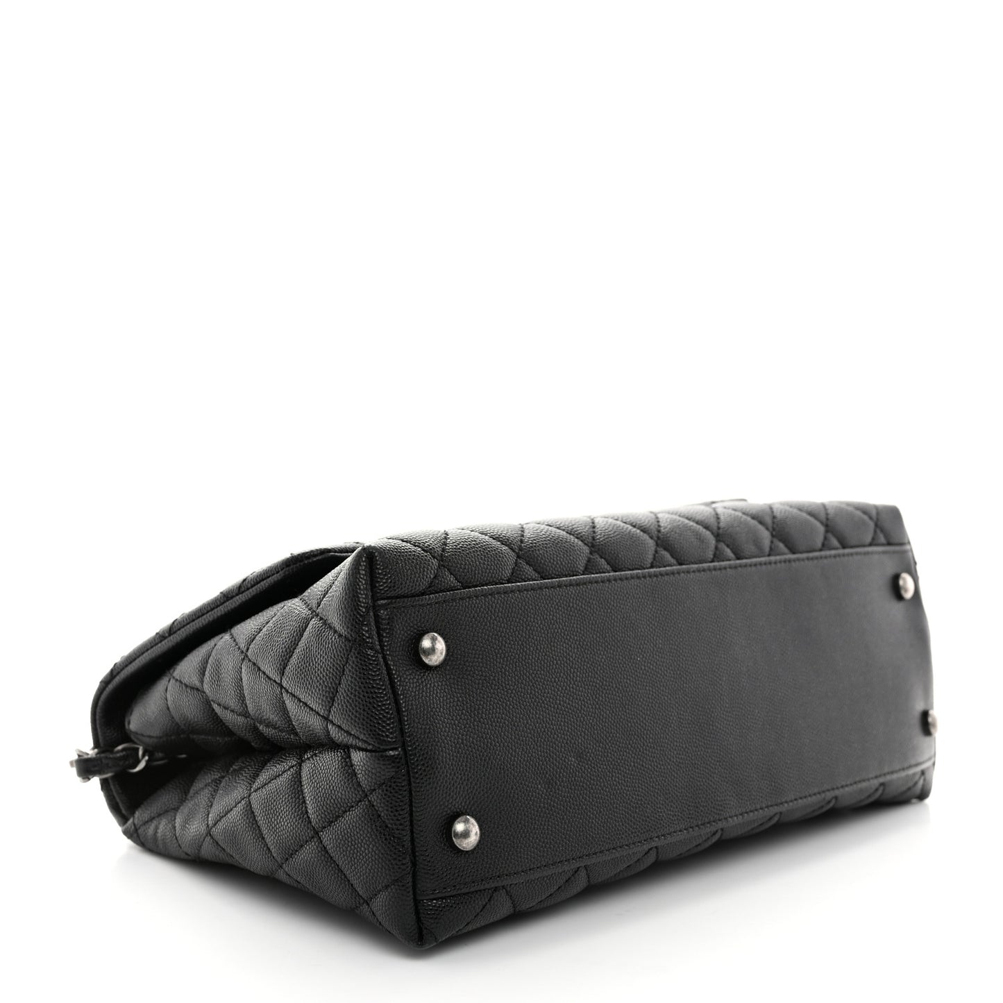 Caviar Lizard Embossed Quilted Small Coco Handle Flap Black
